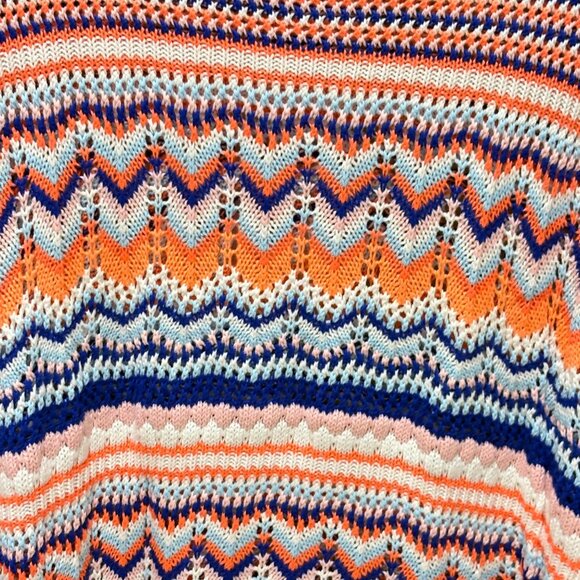 Lilly Pulitzer Womens Multicolor Chevron Knit Sweater L Lightweight Cotton Blend - Picture 2 of 4